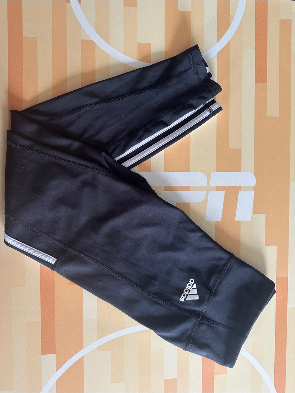 adidas Black Kids Athletic Leggings with White Stripe Detail